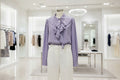 Vintage-Inspired Lavender Ruffle Front Blouse