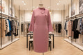 Mauve Bell-Sleeve Sheath Dress with Tie-Neck Detail