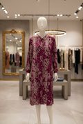 Vibrant Plum Snakeskin Button-Down Maxi Shirt Dress