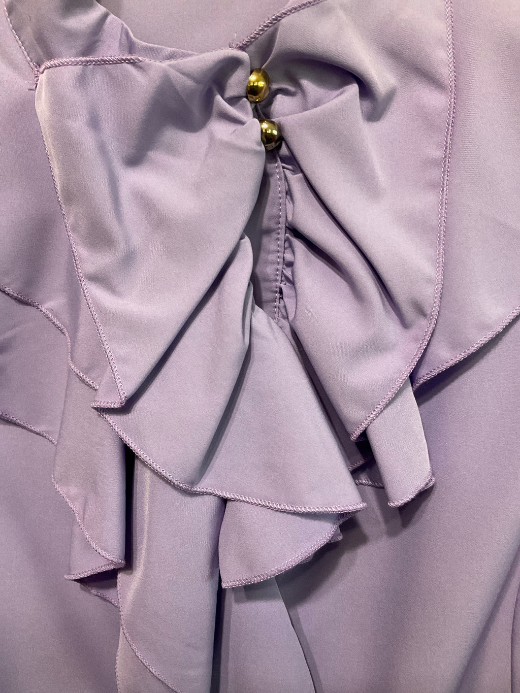 Vintage-Inspired Lavender Ruffle Front Blouse