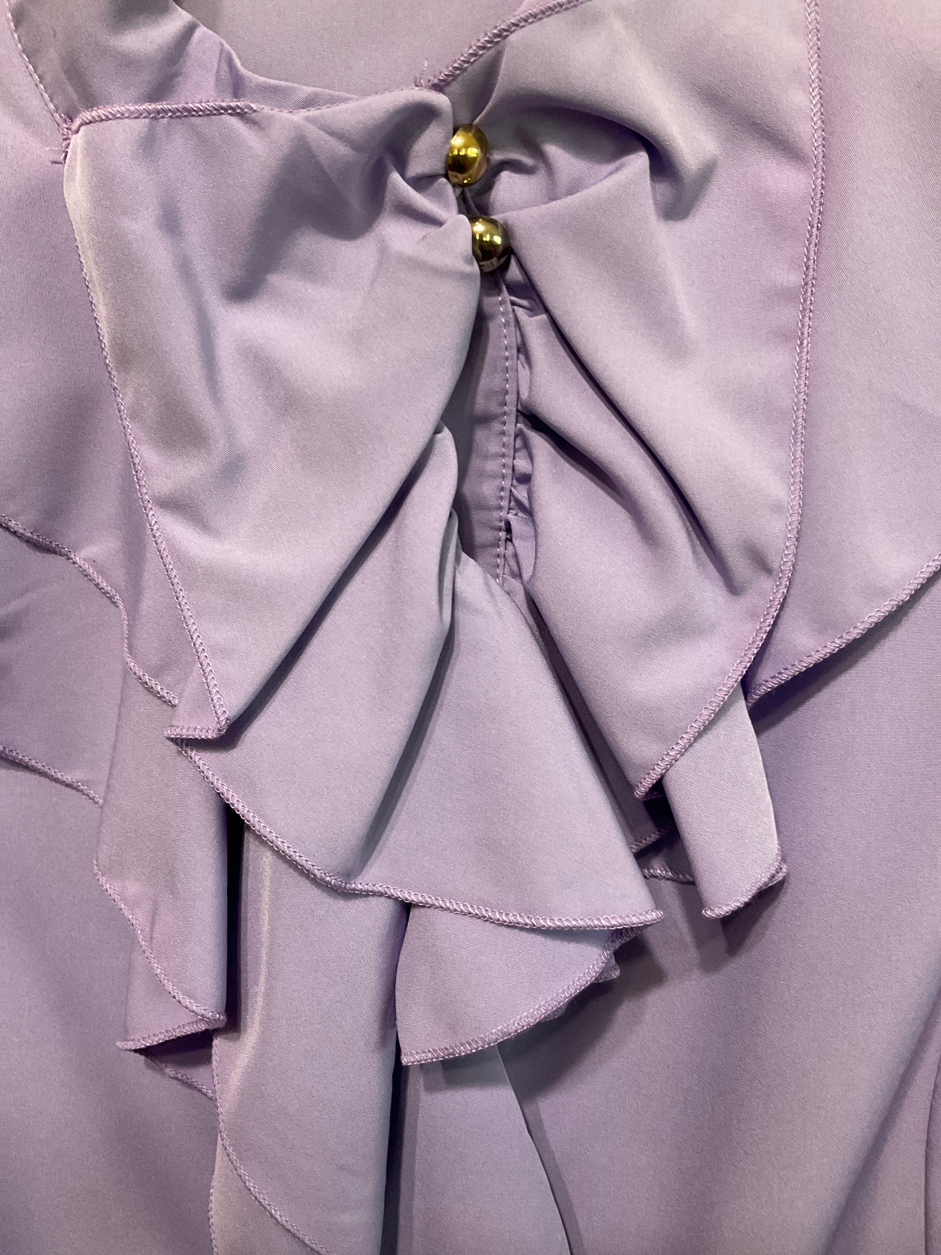 Vintage-Inspired Lavender Ruffle Front Blouse