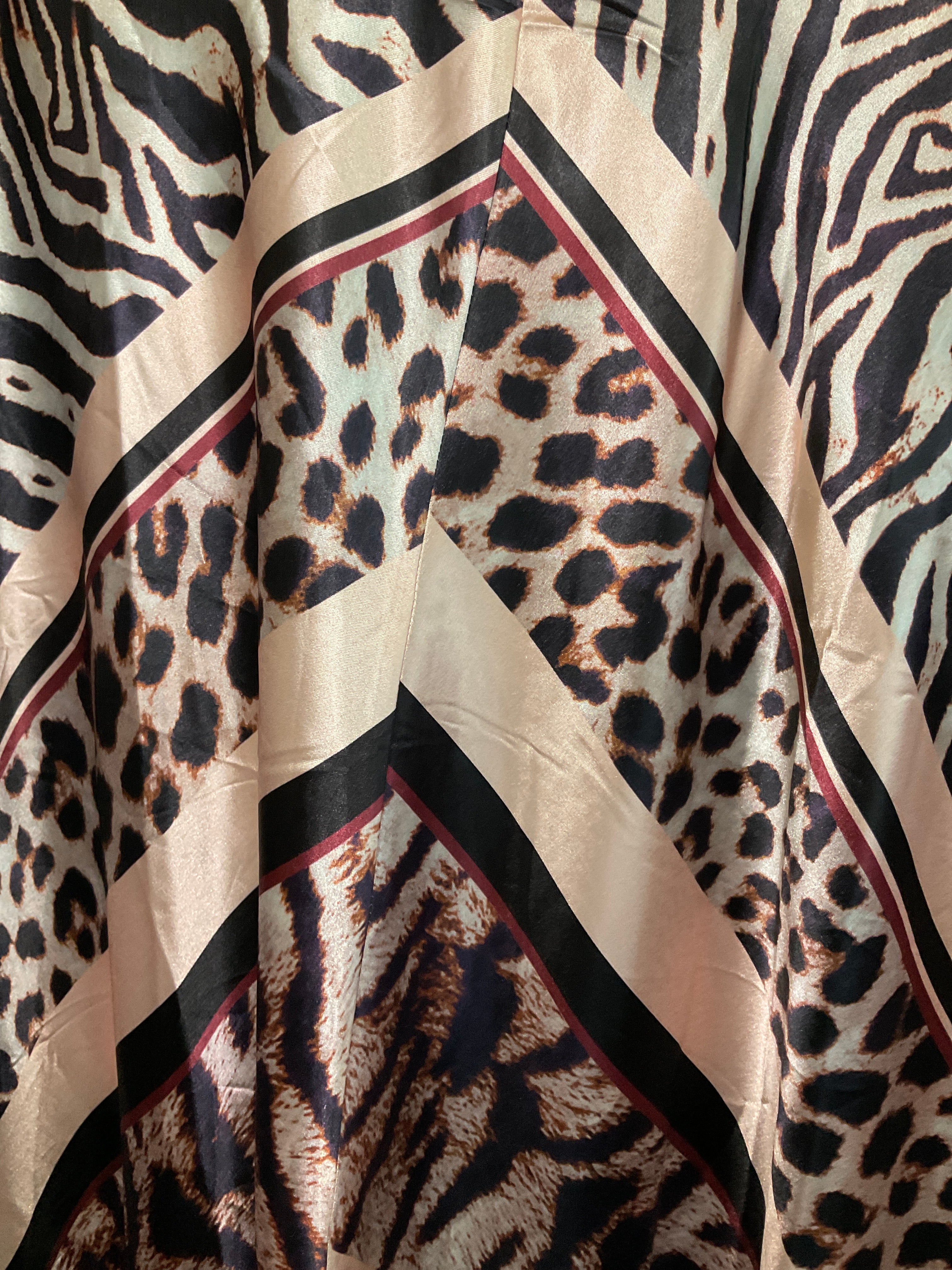Mixed Animal Print V-Neck Maxi Kaftan | Zebra, Leopard, & Snakeskin