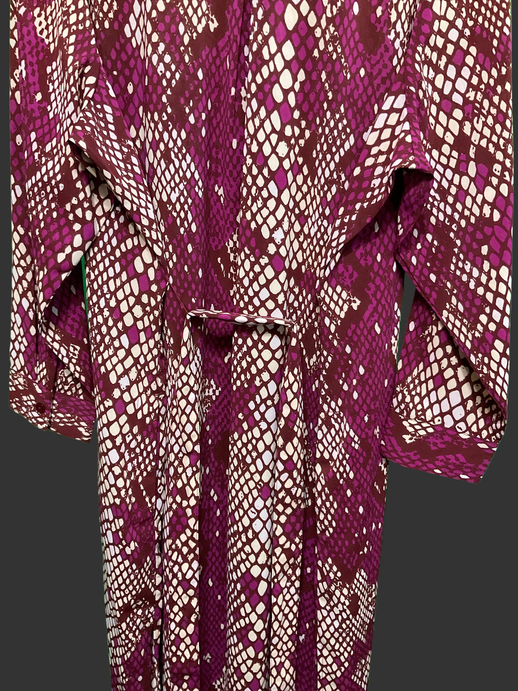Vibrant Plum Snakeskin Button-Down Maxi Shirt Dress
