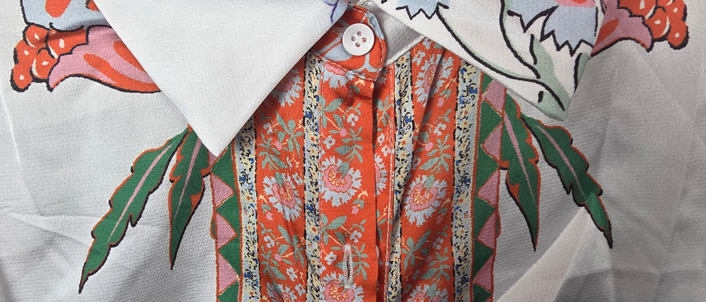 Floral Ruched Long Sleeve Button-Down Midi Shirt Dress