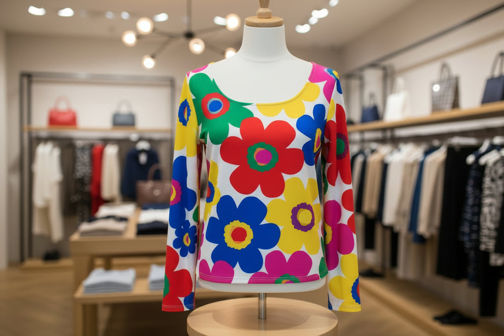 Retro Multi-Color Floral Long Sleeve Top