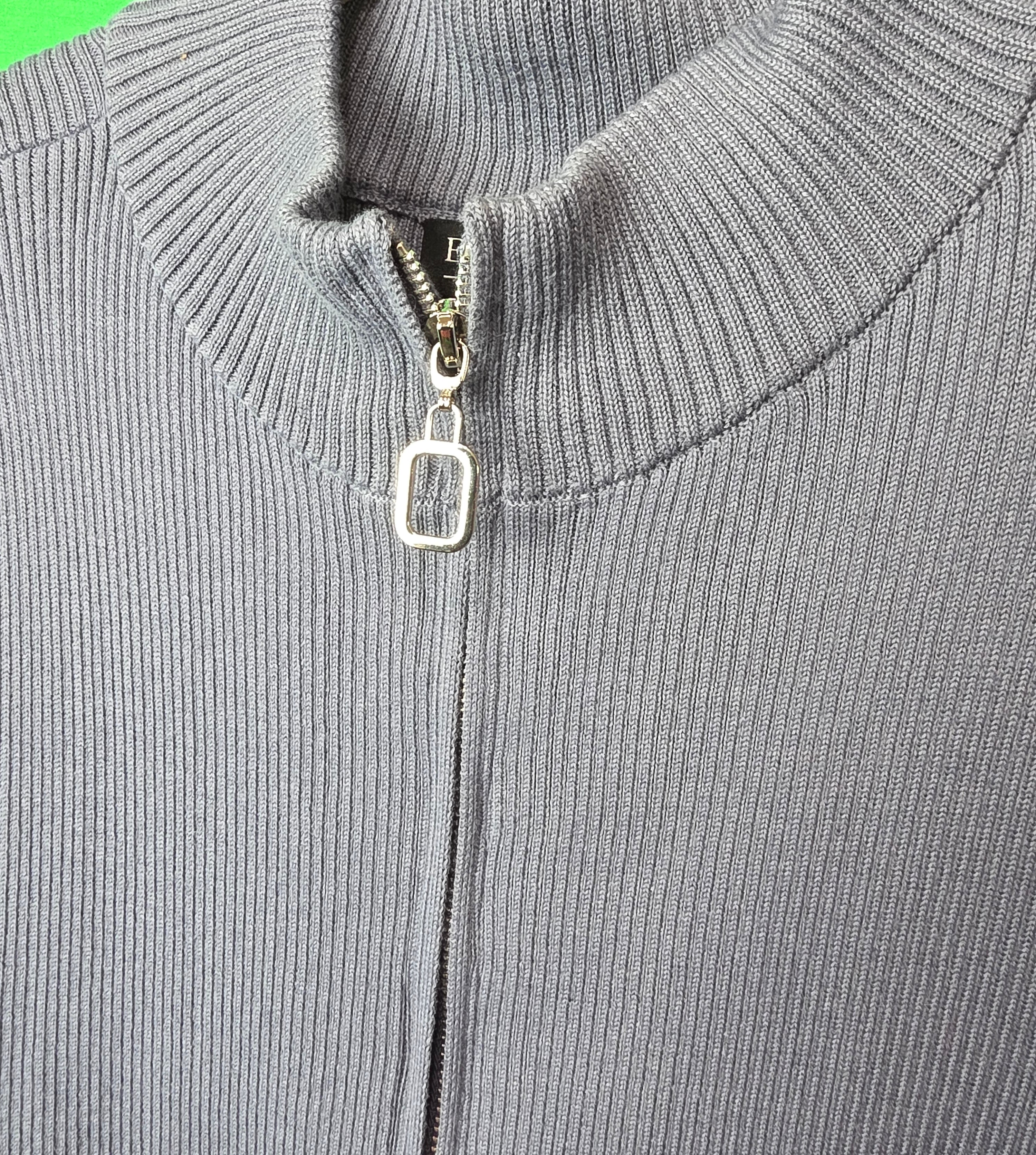 Chic Periwinkle Ribbed Knit Full-Zip Cardigan – Mock Neck Long Sleeve Sweater