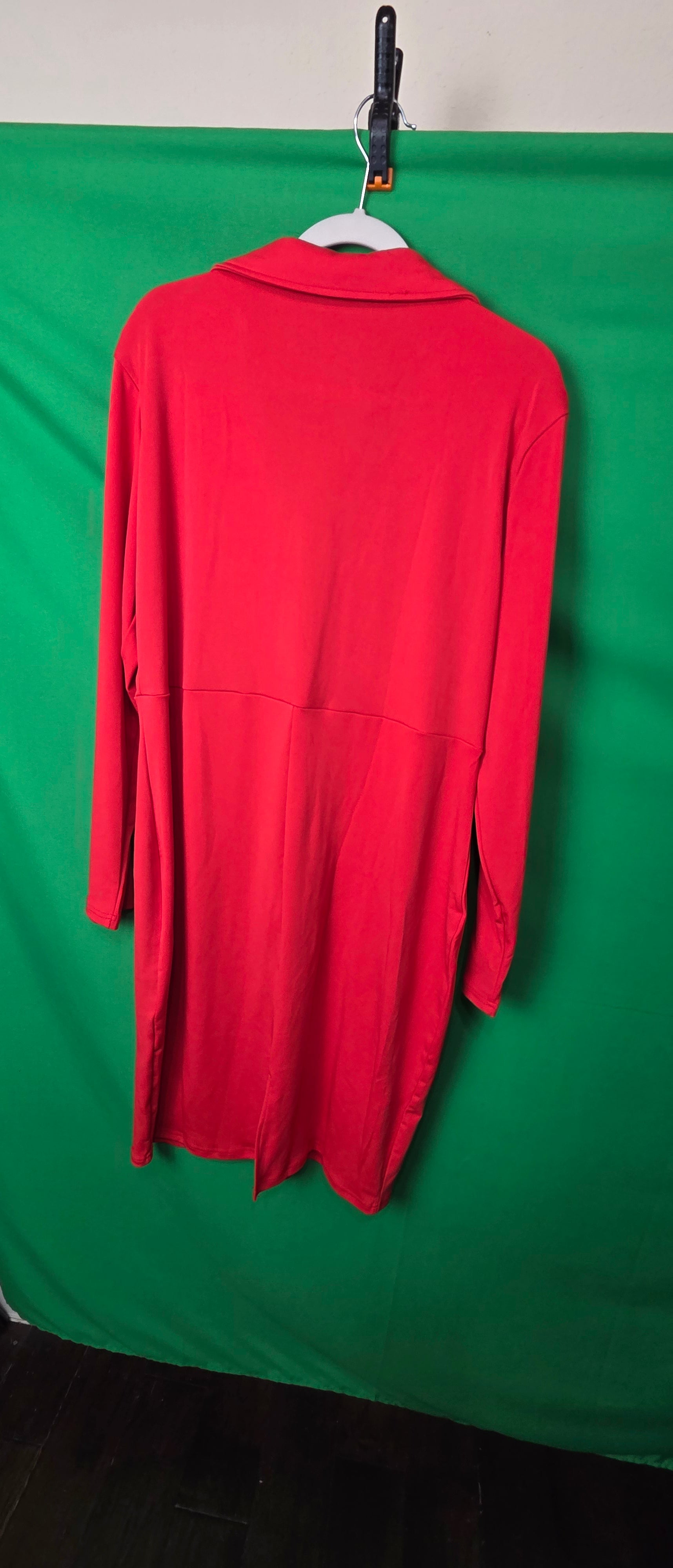 Vibrant Crimson Double-Breasted Blazer Dress