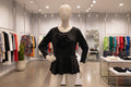 Ashley Stewart Black Peplum Top with Rosette Detail
