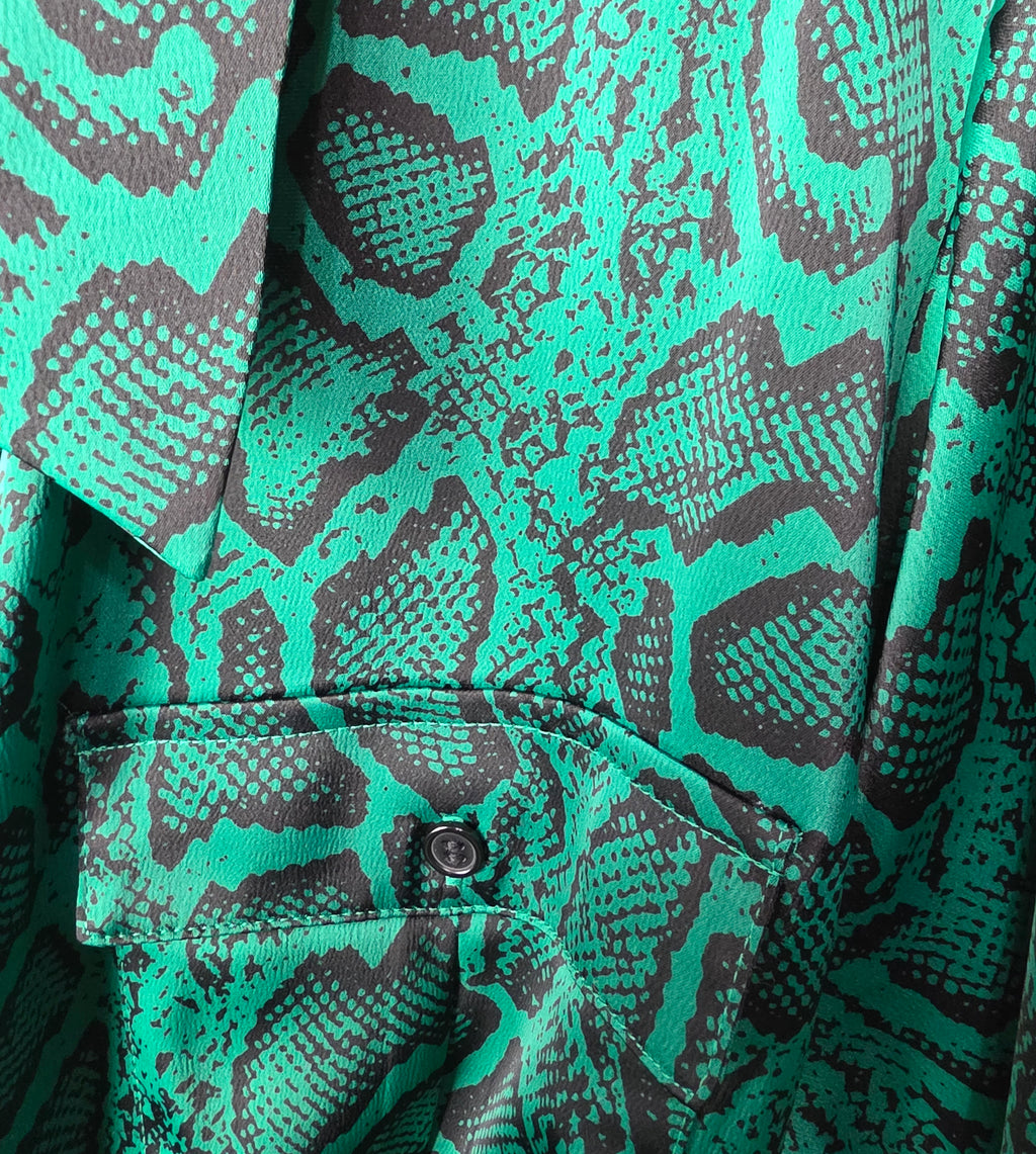 Emerald snakeskin shirtdress