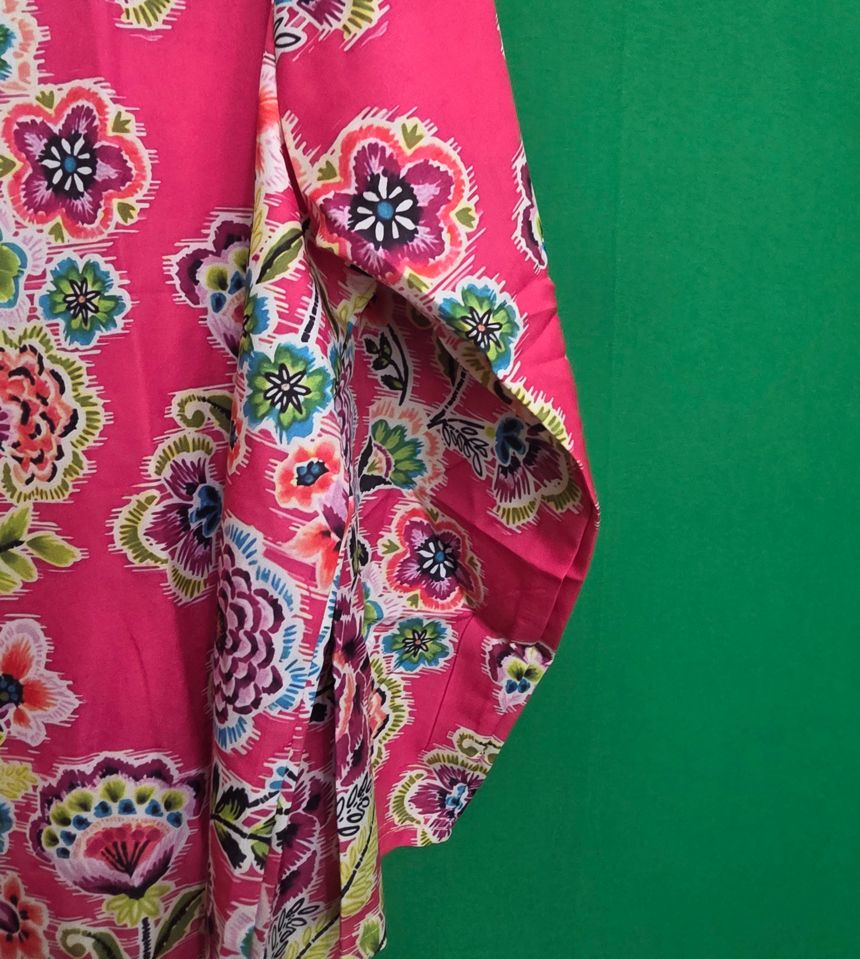 Colorful Bohemian Pink Floral Garden Party Dress