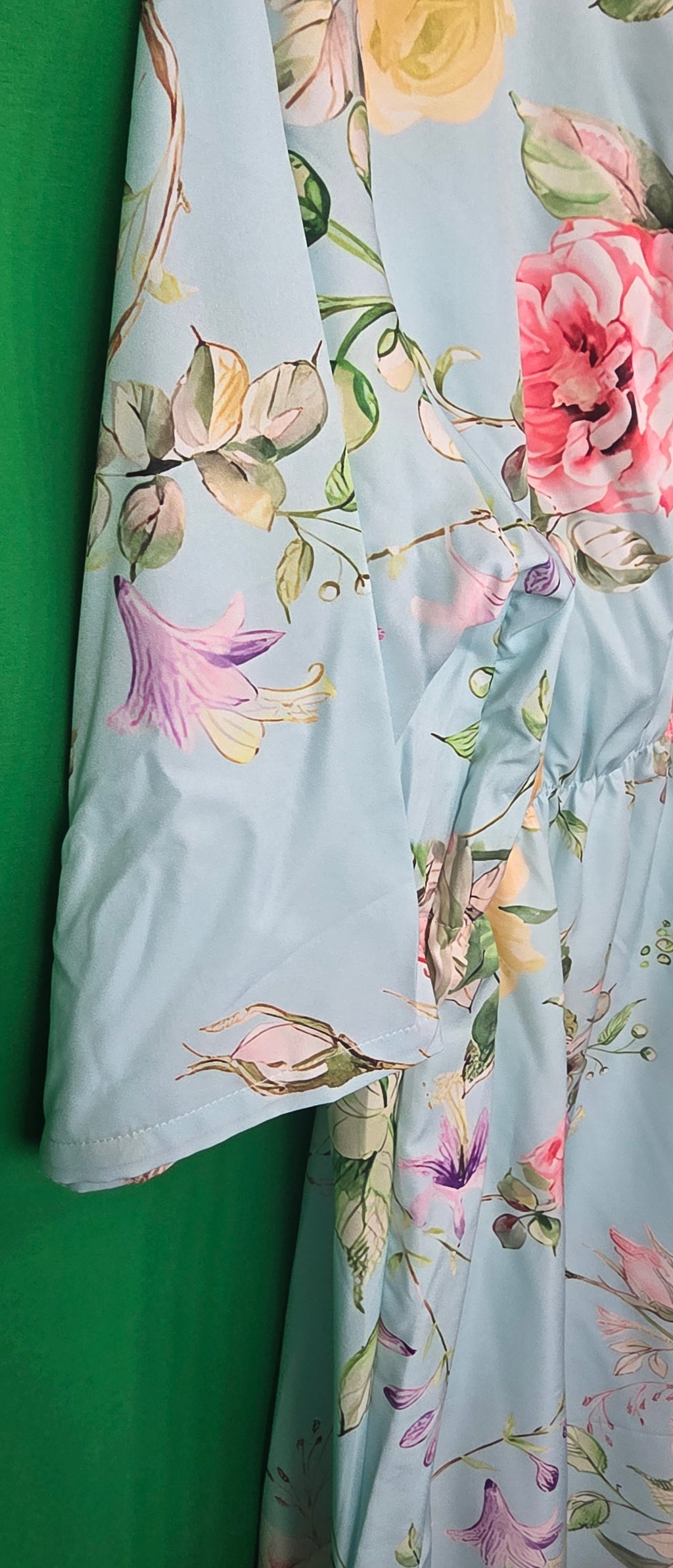Floral Midi Dress, Pastel Blue Sun Dress, Botanical Print Dress