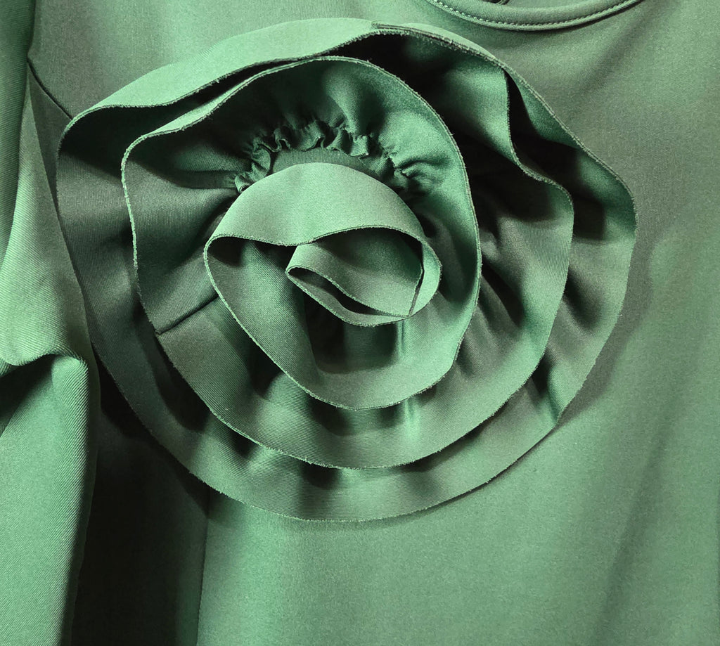 Ashley Stewart Hunter Green Rosette Peplum Top - Plus Size 22/24 - Long Sleeve