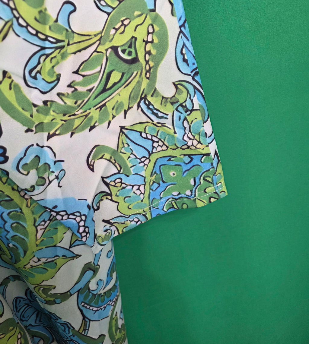 Vintage-Inspired Paisley Maxi Dress | Bright Blue & Lime Green