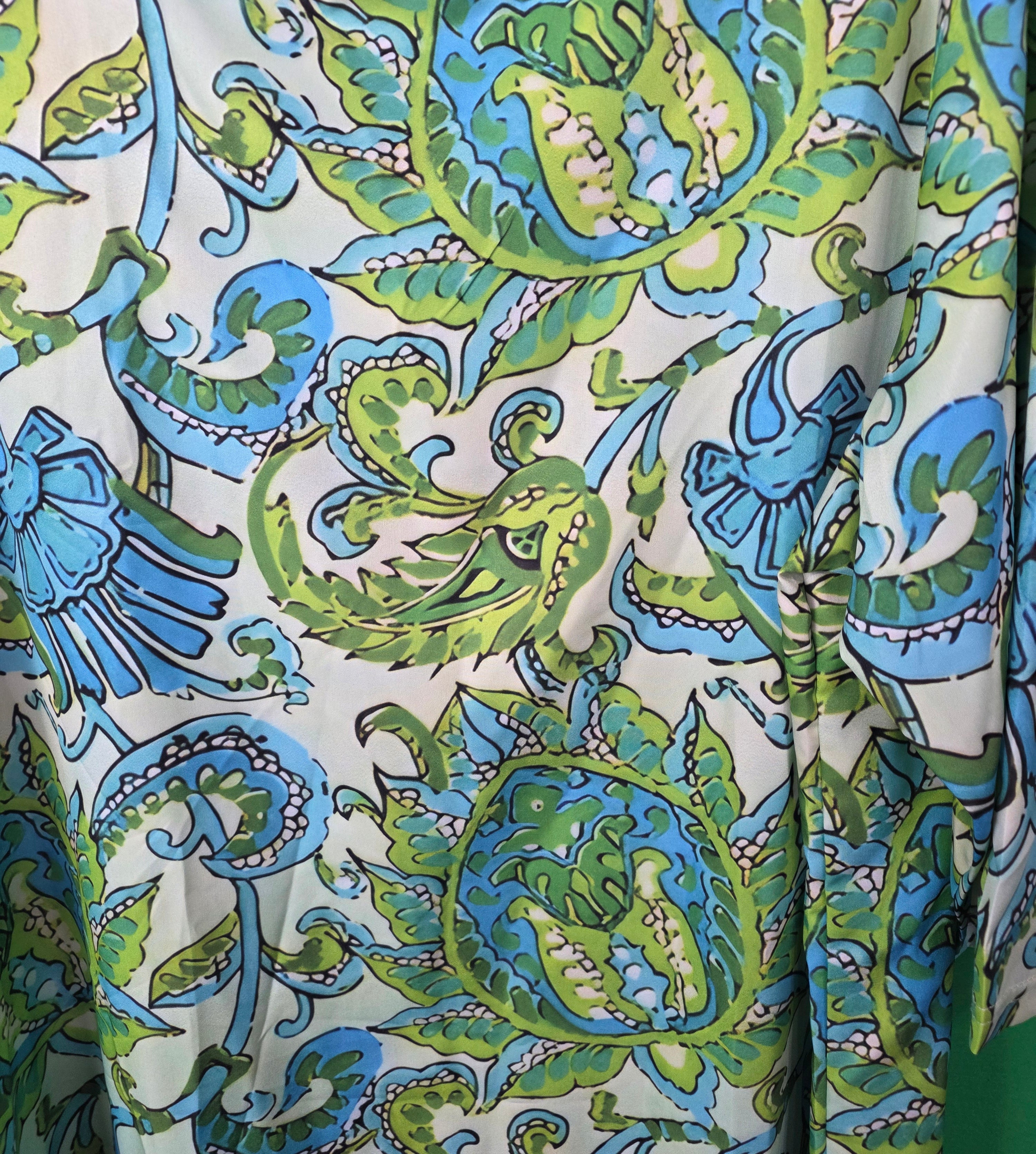 Vintage-Inspired Paisley Maxi Dress | Bright Blue & Lime Green