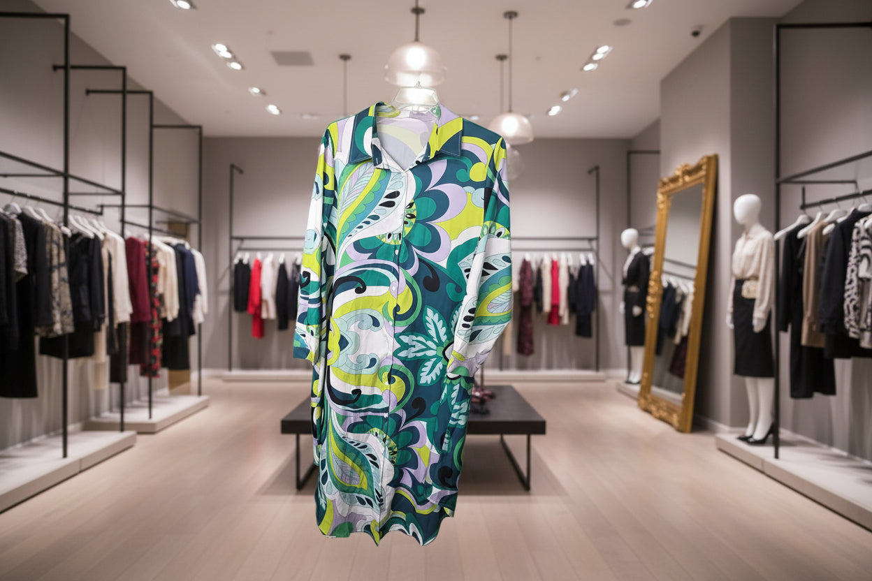 Boho-Chic Graphic Print Shirt Dress