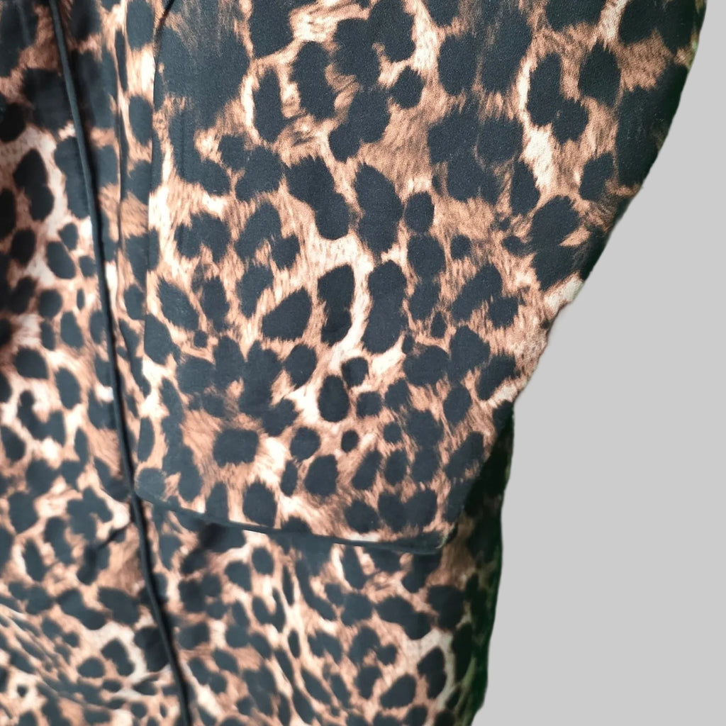 Women's Scoop Neck Leopard Print Dress - 3/4 Sleeve Business Casual