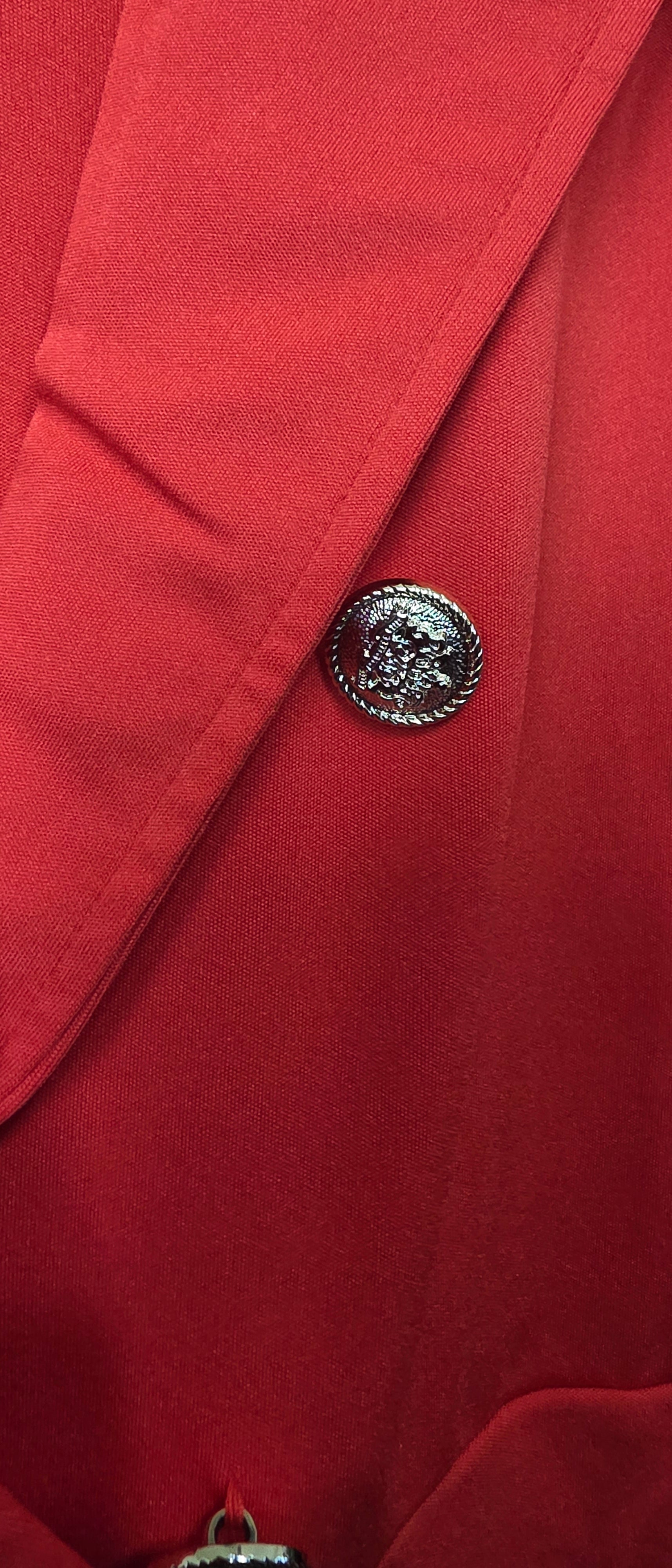 Vibrant Crimson Double-Breasted Blazer Dress