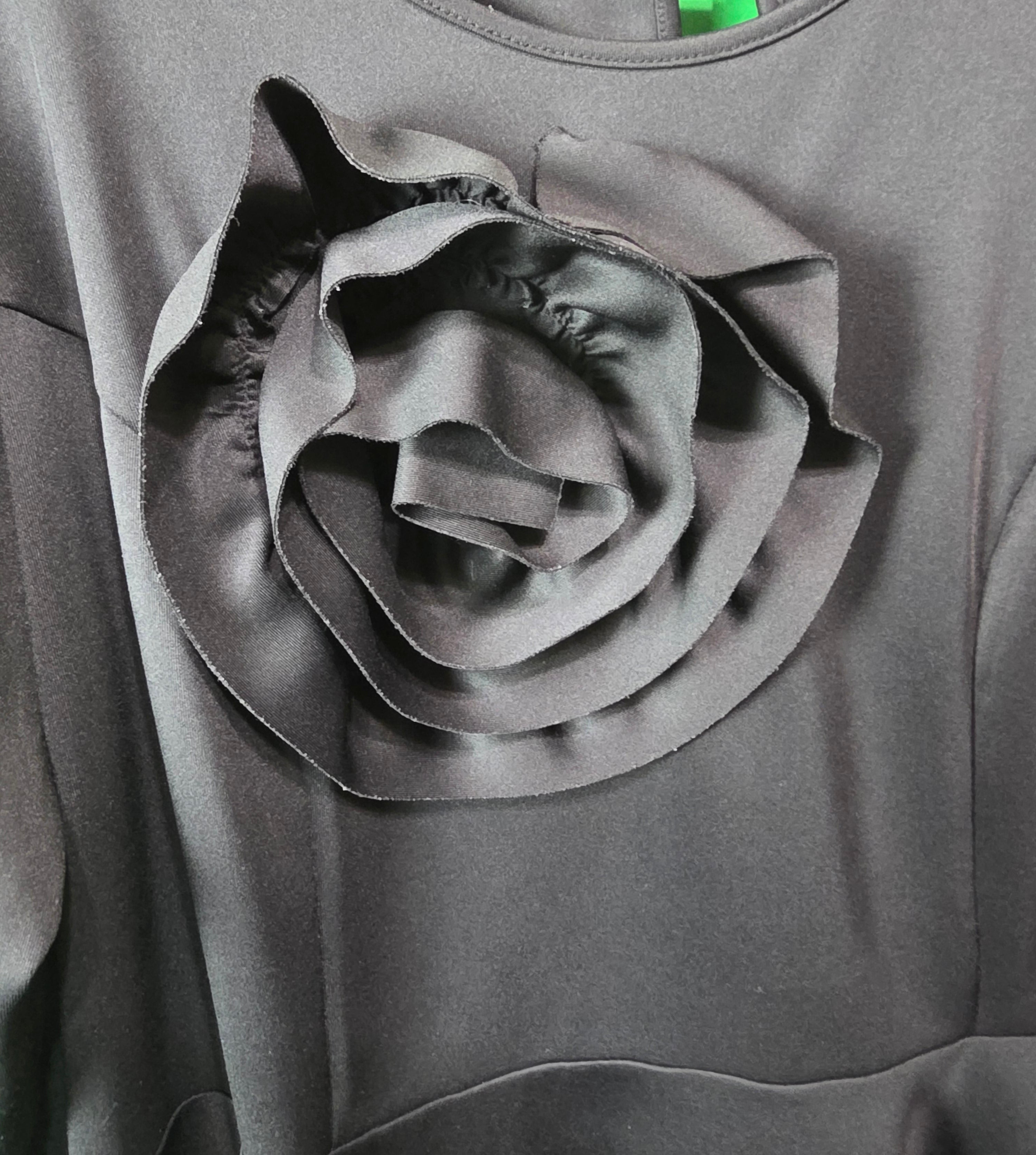 Ashley Stewart Black Peplum Top with Rosette Detail