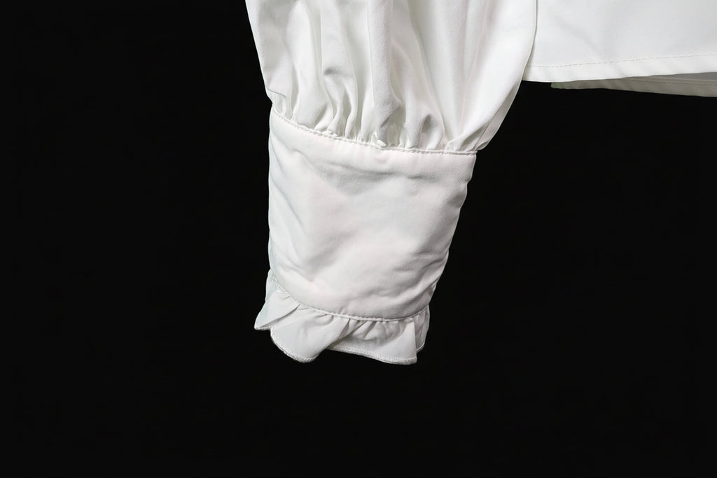 SHEIN Curve White Bow Tie Neck Blouse 3XL Ruffle Cuff Puff Sleeve Top