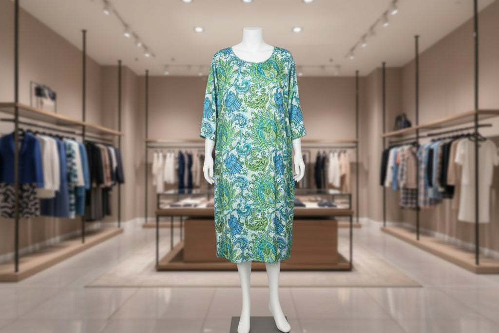 Vintage-Inspired Paisley Maxi Dress | Bright Blue & Lime Green